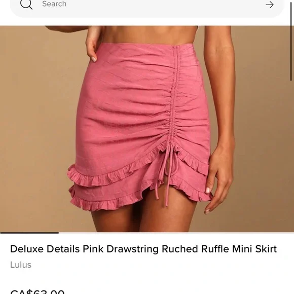 Lulus Deluxe Details Drawstring Ruched Ruffle Mini Skirt Sz S - Picture 2 of 11
